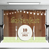 Geschirr Braun Holz Tisch Garten Fest Hintergrund